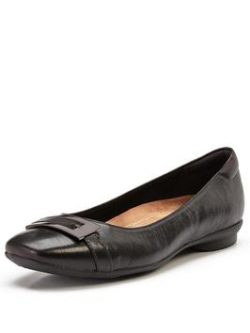 Clarks Candra Glare Flat Wider Fit Leather Shoes